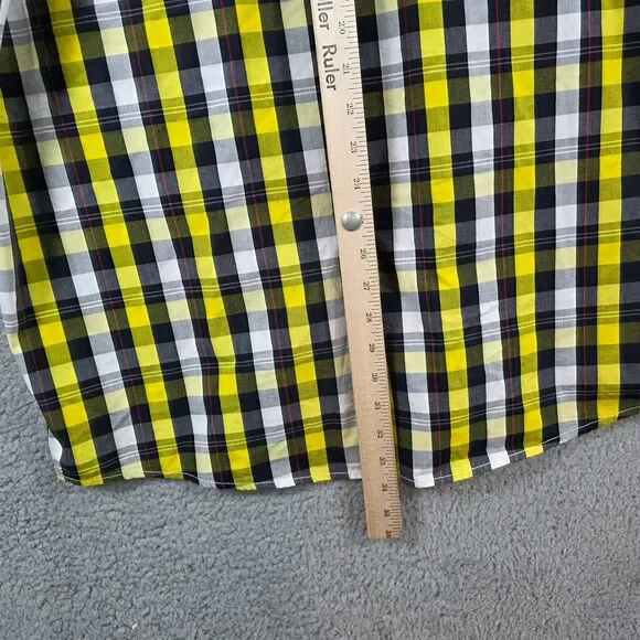 Akademiks Shirt Men's Plaid Yellow Black Button Up Long Sleeve AKDMKS Size 2XL - Picture 8 of 10